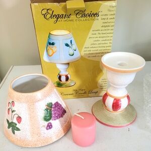 Ceramic Candle Lamp - Cream and Red